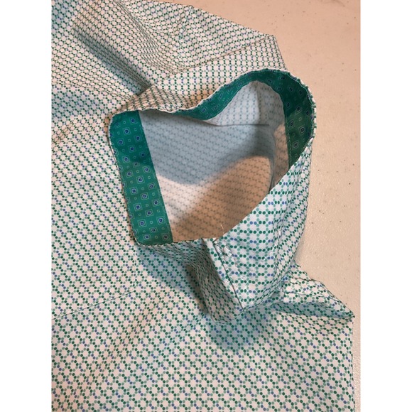 Nick Graham Everywhere Mens 2XL Teal Micro Dot Short Sleeve Button Down Shirt - Picture 7 of 7